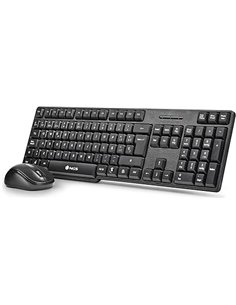 NGS Euphoria- Kit de Ratón y Teclado Inalámbrico de 2.4 GHz, QWERTY Español, Negro