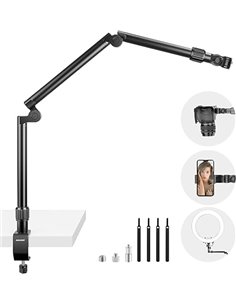 NEEWER Soporte para cámara web, soporte para cámara con abrazadera C, aleación de aluminio de 35,4 pulgadas, soporte articulado 