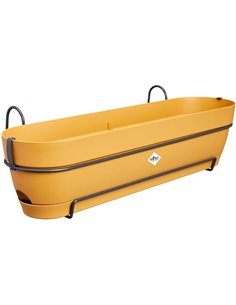 Elho Vibia Campana Trough Allin1 70 - Jardinera por Balcón - Ø 70.4 x H 17.7 cm - Amarillo/Honey Yellow