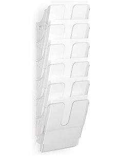Durable set dispensador de folletos Flexiplus Duo (formato A4 vertical) transparente, 6 compartimentos con 2 juegos de fijación,