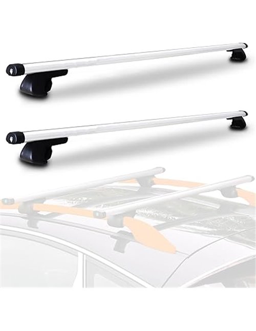 Barras de Techo para Coche. Baca Portaequipajes de Coche para Viajes. Barras Superiores Compatibles con Rieles Laterales Elevado