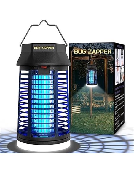 Lukasa Lampara Antimosquitos Electrico, 4200V Mata Mosquitos Electrico con Luz LED, Lampara Antimosquitos Exterior Interior