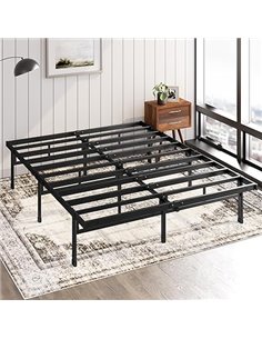 Zinus Justin Cama 150x190 cm - Altura 36 cm con Almacenamiento Debajo de la Cama - Marco de la Cama de Plataforma de Metal - Neg