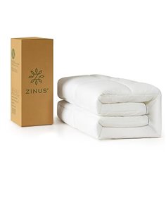 Zinus Topper de Bambú 90x190 cm, 5 cm Pillowtop Acolchado con Funda Quiltada con Relleno de Fibra de Bambú, Suave y Transpirable
