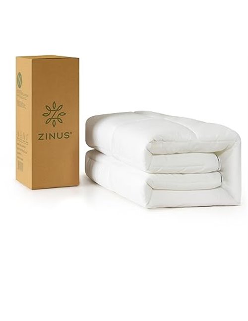 Zinus Topper de Bambú 90x190 cm, 5 cm Pillowtop Acolchado con Funda Quiltada con Relleno de Fibra de Bambú, Suave y Transpirable