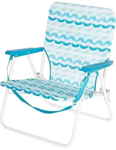 AKTIVE Silla de Playa Plegable con Respaldo bajo, Bolsillo Trasero y asa de Transporte, Estructura Acero, Tejido poliéster, Esta