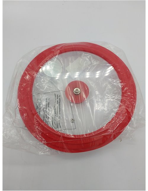 Relaxdays Tapa Universal de Cristal con Borde de Silicona Graduado, ollas y sartenes 22-26 cm, Altura 5 x 27,5 cm, Color Rojo, T