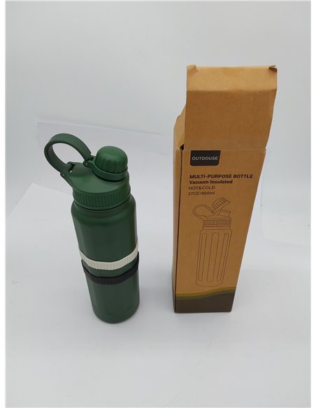 Botella Termica y Termo Agua Fria, Botella Agua Acero Inoxidable,Botellas de Agua de Fugas-500 ML/800 ML con Pajita, 3 Bandas de