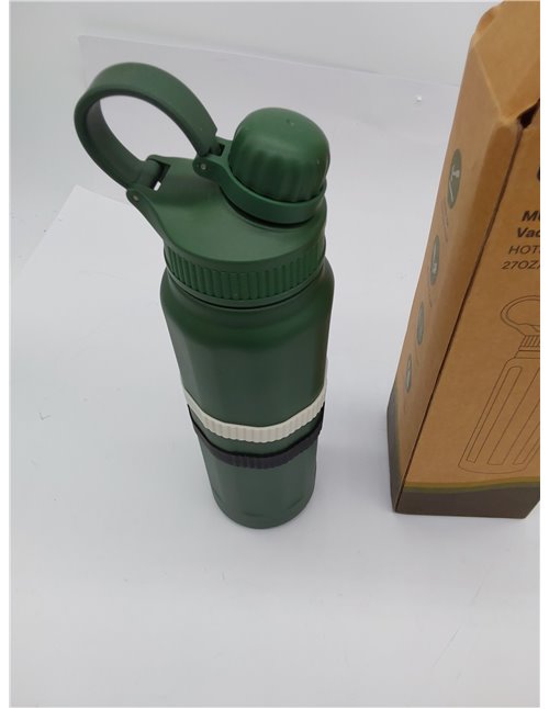 Botella Termica y Termo Agua Fria, Botella Agua Acero Inoxidable,Botellas de Agua de Fugas-500 ML/800 ML con Pajita, 3 Bandas de