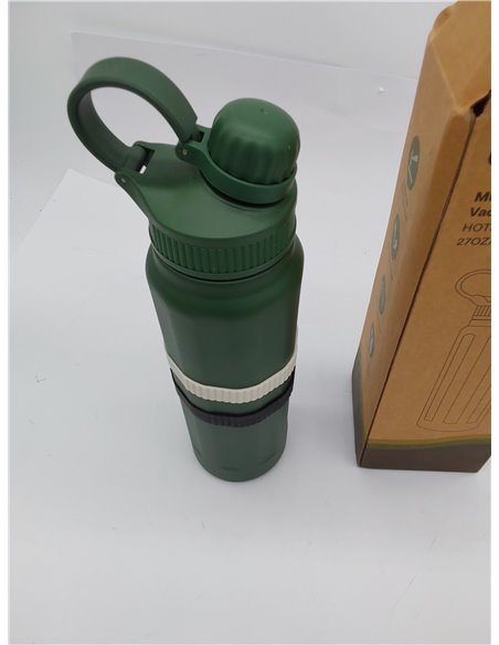 Botella Termica y Termo Agua Fria, Botella Agua Acero Inoxidable,Botellas de Agua de Fugas-500 ML/800 ML con Pajita, 3 Bandas de