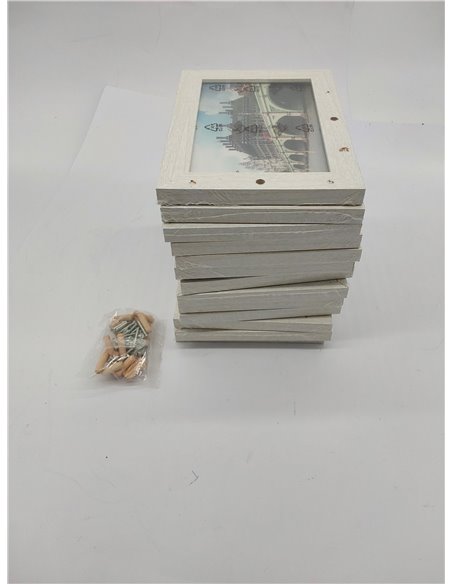 SONGMICS RPF112W Marco para 12 Fotos, Cada una de 10 x 15 cm, con un Marco Individual, Material de MDF, Color Blanco con Grano d
