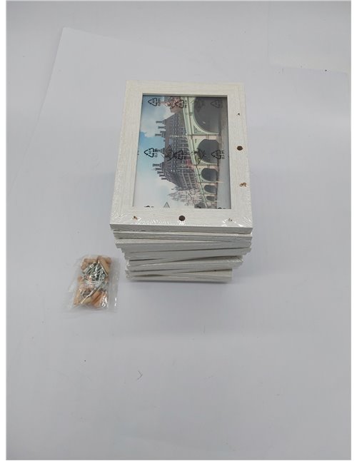 SONGMICS RPF112W Marco para 12 Fotos, Cada una de 10 x 15 cm, con un Marco Individual, Material de MDF, Color Blanco con Grano d