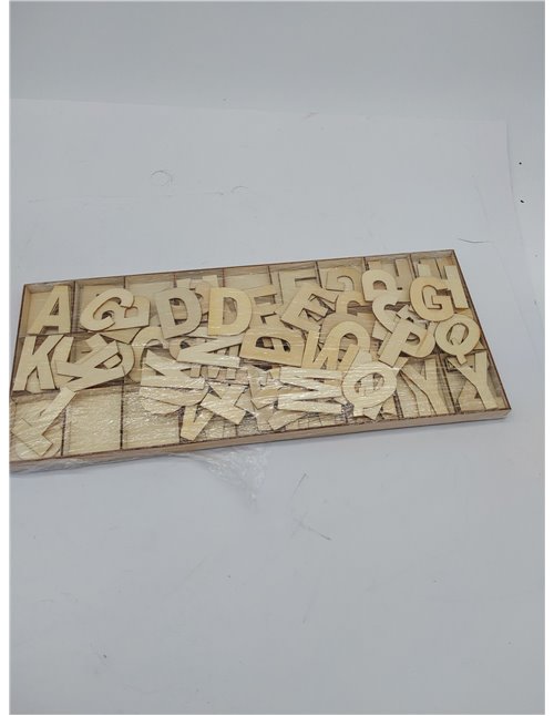 Relaxdays Set Letras de Madera, 104 Piezas, Mayúsculas A-Z 5,5 cm de Alto, Letritas para Manualidades, Alfabeto, Natural, 1.5 x 