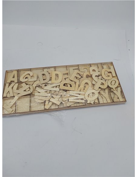 Relaxdays Set Letras de Madera, 104 Piezas, Mayúsculas A-Z 5,5 cm de Alto, Letritas para Manualidades, Alfabeto, Natural, 1.5 x 