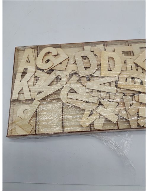 Relaxdays Set Letras de Madera, 104 Piezas, Mayúsculas A-Z 5,5 cm de Alto, Letritas para Manualidades, Alfabeto, Natural, 1.5 x 