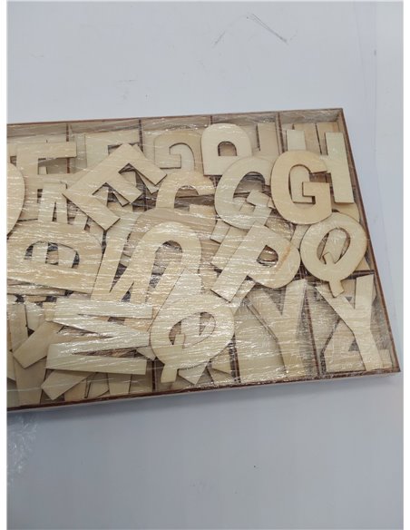 Relaxdays Set Letras de Madera, 104 Piezas, Mayúsculas A-Z 5,5 cm de Alto, Letritas para Manualidades, Alfabeto, Natural, 1.5 x 