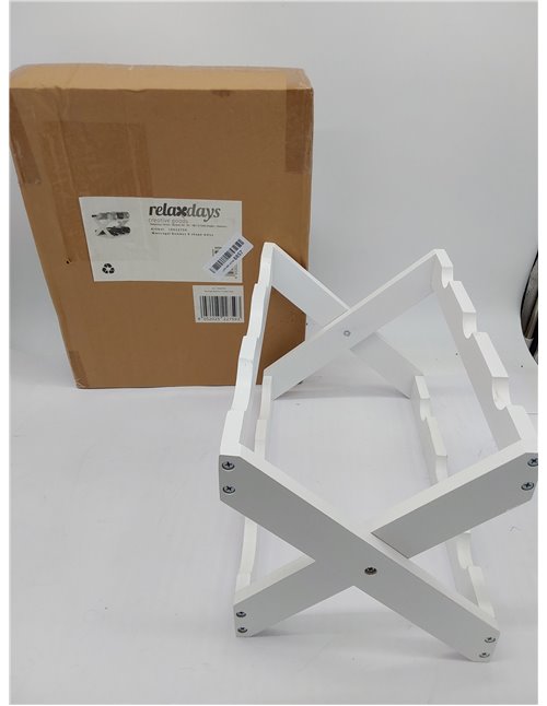 Relaxdays, 22 x 36 x 20 cm Botellero Vino 6 Botellas Plegable en Forma de X, Bambú, Blanco