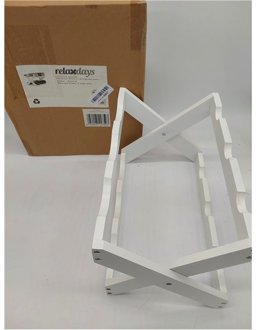 Relaxdays, 22 x 36 x 20 cm Botellero Vino 6 Botellas Plegable en Forma de X, Bambú, Blanco