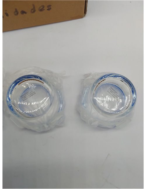 Amazon Basics ABL001 Recipiente de vidrio claro con tapa azul de 120 ml, 4 Unidad 