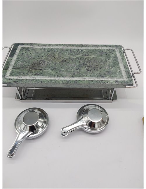 Ibili Grill, Acero Inoxidable, Incluye Piedra con Soporte, Bandeja y 2 lamparillas, Stainless Steel, Plata, 37 x 18 cm