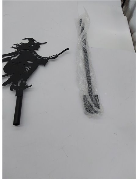 Paletas de metal con forma de bruja negra, 75 x 40 cm, indicador de dirección del viento para decoración de jardín, techo al air