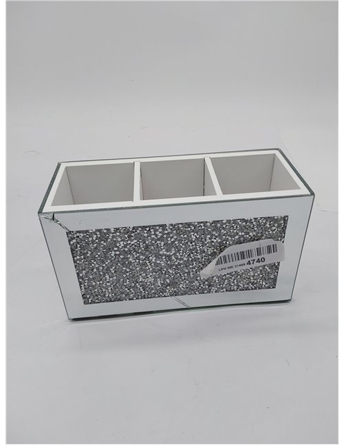 SERENA'S ® Organizador de brochas de maquillaje con espejo  EN UNO DE LOS LADOS TIENE UNA ROTURA EL CRISTAL 