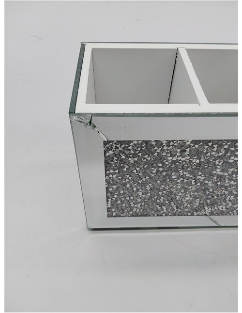 SERENA'S ® Organizador de brochas de maquillaje con espejo  EN UNO DE LOS LADOS TIENE UNA ROTURA EL CRISTAL 
