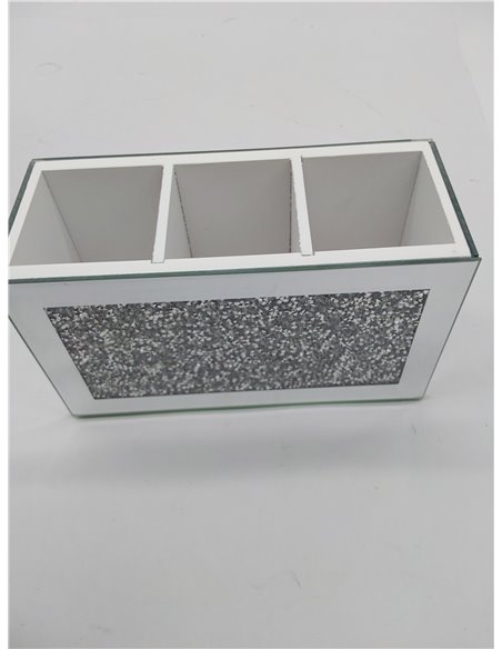 SERENA'S ® Organizador de brochas de maquillaje con espejo  EN UNO DE LOS LADOS TIENE UNA ROTURA EL CRISTAL 