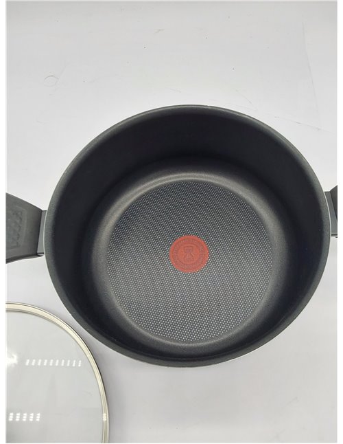 TEFAL B5544602 Easy Cook&Clean Faitout 24cm (4,7L) + couv, Antiadhésif, Thermo-Signal™, Tous feux sauf induction, Fabriqué e