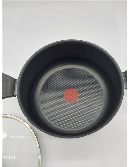 TEFAL B5544602 Easy Cook&Clean Faitout 24cm (4,7L) + couv, Antiadhésif, Thermo-Signal™, Tous feux sauf induction, Fabriqué e