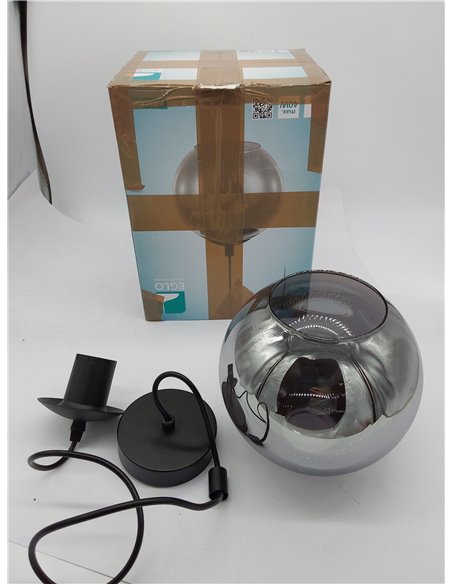 Eglo lámpara colgante Ariscani, luminaria de techo para mesa de comedor, candil de metal en negro y cristal ahumado en negro-tra