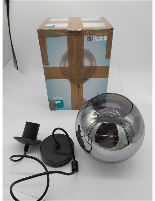 Eglo lámpara colgante Ariscani, luminaria de techo para mesa de comedor, candil de metal en negro y cristal ahumado en negro-tra