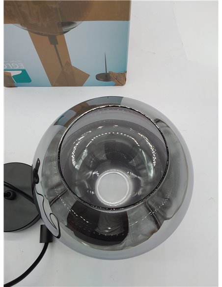 Eglo lámpara colgante Ariscani, luminaria de techo para mesa de comedor, candil de metal en negro y cristal ahumado en negro-tra