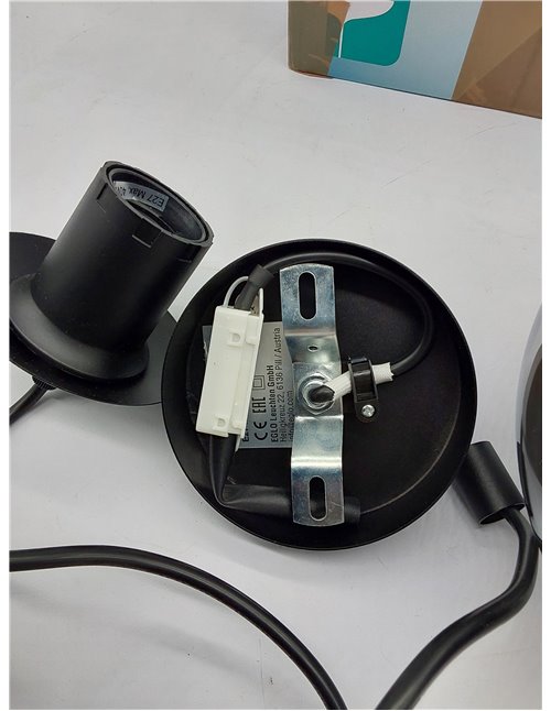 Eglo lámpara colgante Ariscani, luminaria de techo para mesa de comedor, candil de metal en negro y cristal ahumado en negro-tra