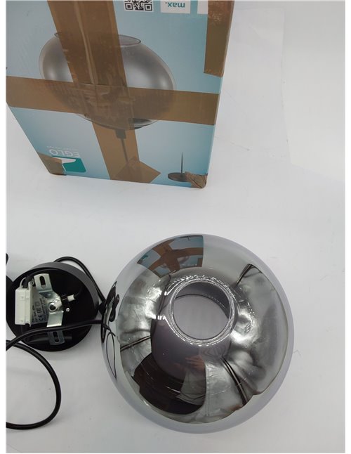 Eglo lámpara colgante Ariscani, luminaria de techo para mesa de comedor, candil de metal en negro y cristal ahumado en negro-tra
