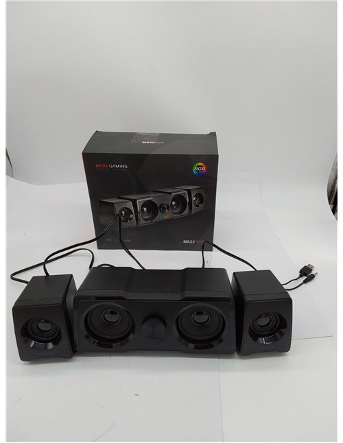 Mars Gaming MS22, Altavoces Gaming Compactos 2.2, RGB Flow, Subwoofer + 4 Drivers Activos, Sonido DSP 35W, Negro