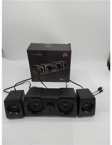 Mars Gaming MS22, Altavoces Gaming Compactos 2.2, RGB Flow, Subwoofer + 4 Drivers Activos, Sonido DSP 35W, Negro