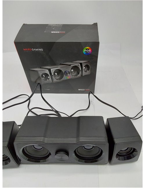 Mars Gaming MS22, Altavoces Gaming Compactos 2.2, RGB Flow, Subwoofer + 4 Drivers Activos, Sonido DSP 35W, Negro