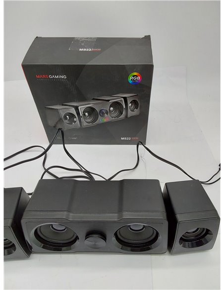 Mars Gaming MS22, Altavoces Gaming Compactos 2.2, RGB Flow, Subwoofer + 4 Drivers Activos, Sonido DSP 35W, Negro