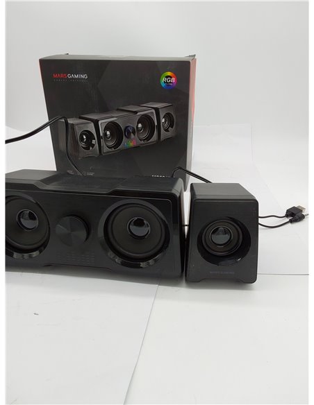 Mars Gaming MS22, Altavoces Gaming Compactos 2.2, RGB Flow, Subwoofer + 4 Drivers Activos, Sonido DSP 35W, Negro
