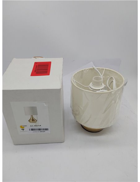 ONLI Lámpara de mesa dorada de metal satinado y pantalla de tela blanca de 6 W