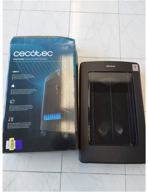 Cecotec Estufa de Gas de Llama Azul Plegable ReadyWarm 4200 BlueFlame Foldable. 4200 W, 2 Niveles de Potencia, Encendido Piezoel