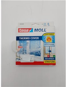 tesamoll Thermo Cover, Cubierta Transparente para el Aislamiento Térmico de Ventanas, Incluye Cinta Adhesiva Doble Cara para una 2