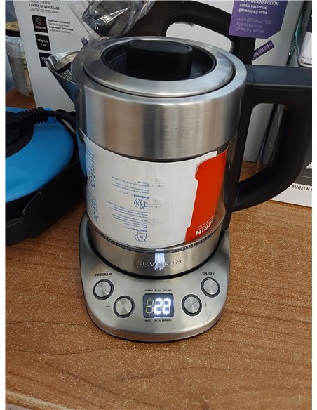 SEVERIN Tetera y hervidor de agua Deluxe Mini, tetera eléctrica de cristal para hasta 1,0 L, tetera pequeña con temperatura ajus