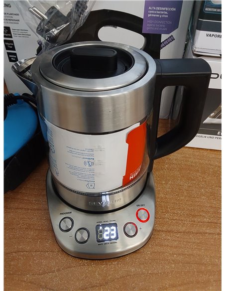 SEVERIN Tetera y hervidor de agua Deluxe Mini, tetera eléctrica de cristal para hasta 1,0 L, tetera pequeña con temperatura ajus