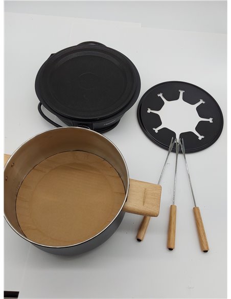 Bestron Fondue, Fondue electrica para hasta 8 personas, con 8 tenedores de fondue y termostato continuo, incl. protector contra 