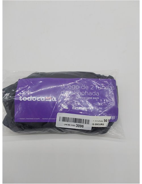 Todocama – Juego de 2 Fundas de cojín, Microfibra Extra Suave, hipoalergénicas. Juego de 2-50x70 cm Gris Oscuro 
