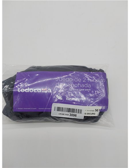 Todocama – Juego de 2 Fundas de cojín, Microfibra Extra Suave, hipoalergénicas. Juego de 2-50x70 cm Gris Oscuro 