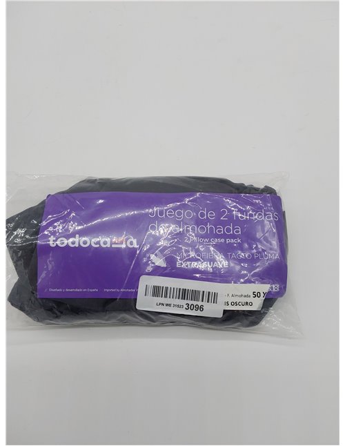 Todocama – Juego de 2 Fundas de cojín, Microfibra Extra Suave, hipoalergénicas. Juego de 2-50x70 cm Gris Oscuro 
