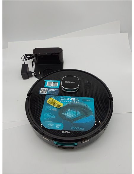 Cecotec Robot Aspirador y Friegasuelos Conga Eternal Pet Vital. Mapeo Láser, 110 min de Autonomía, Potencia Succión 3000 Pa, 3 N